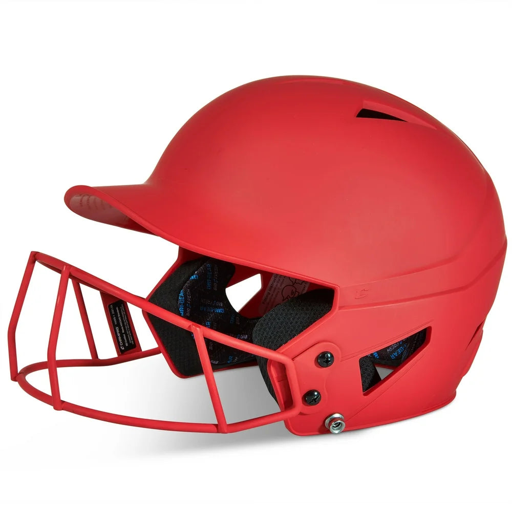 Fastpitch Batting Helmet with Facemask, Medium, Scarlet - Moonlit Mall